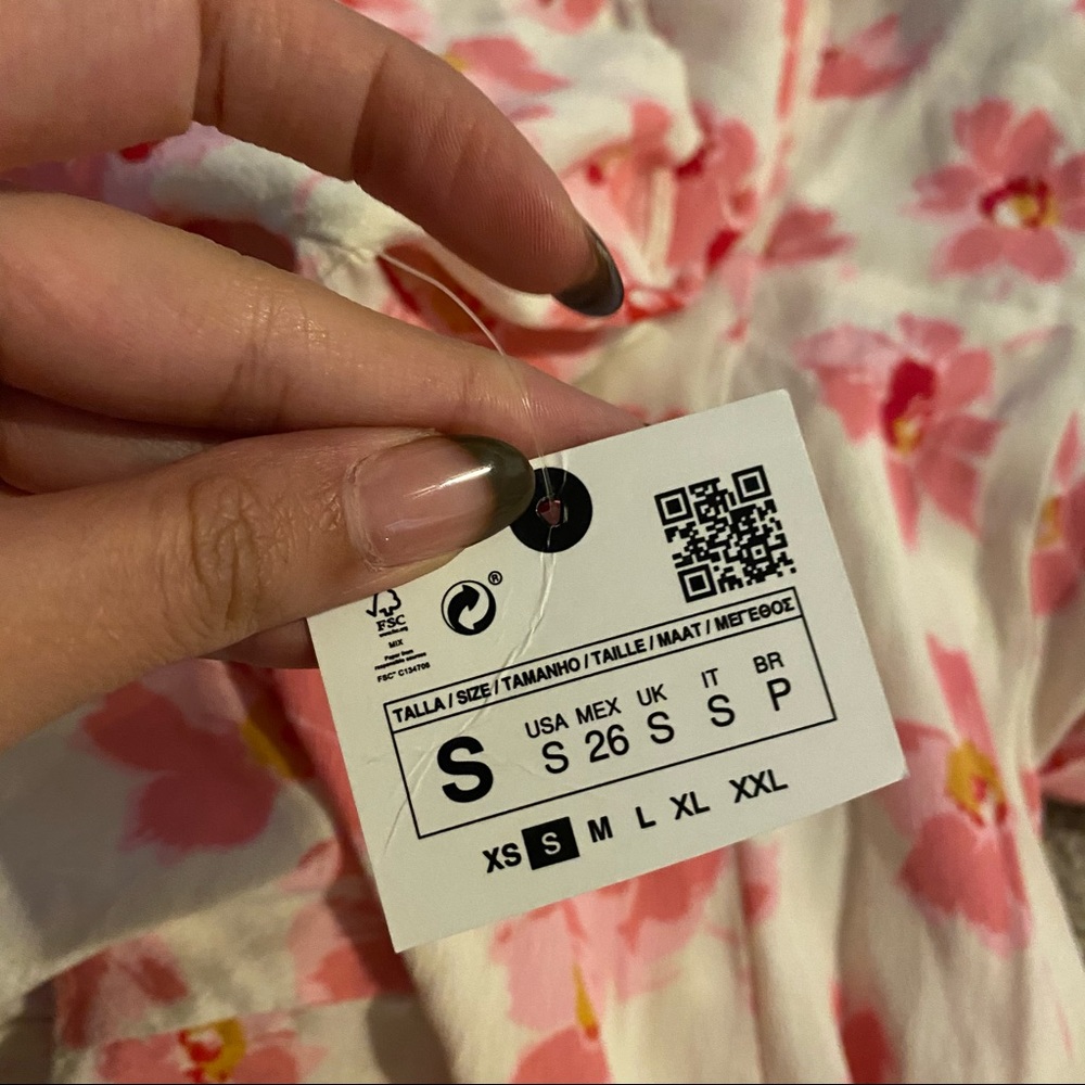 SOLD NWT Zara pink floral button up midi dress - Picture 7 of 7